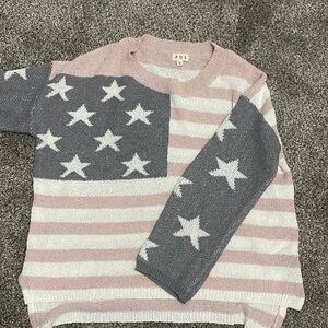 POL Pink and White Knit Sweater